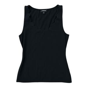Express Black Scallop Trim Tank Top